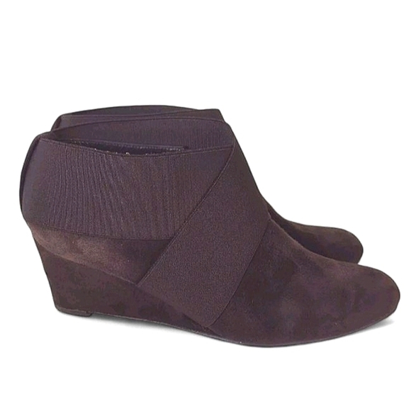 Stuart Weitzman Coban Suede Wedge Stretch Booties In Brown Size 6.5 - Picture 1 of 9
